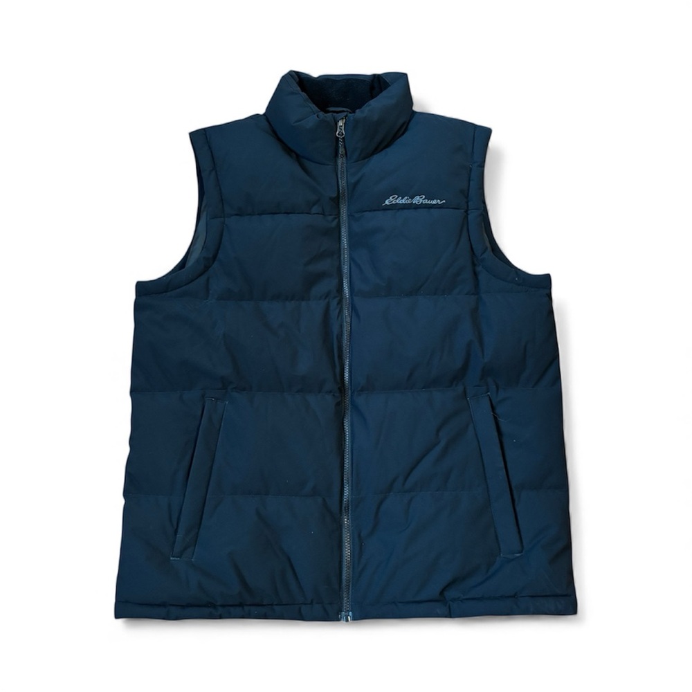 Eddie Bauer Men’s Black‎ Down Puffer Vest Size Large Waterfowl Feathers 550 Fill